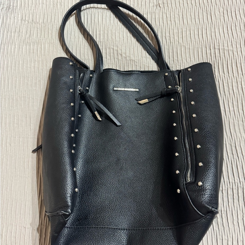 Steve Madden Black Studded Pebbled Tote Bag